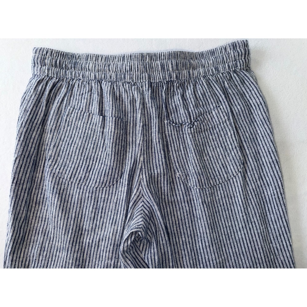 da-sh Blue White Striped Linen Blend Wide Leg Cropped Pants Coastal Size Medium - Picture 5 of 8